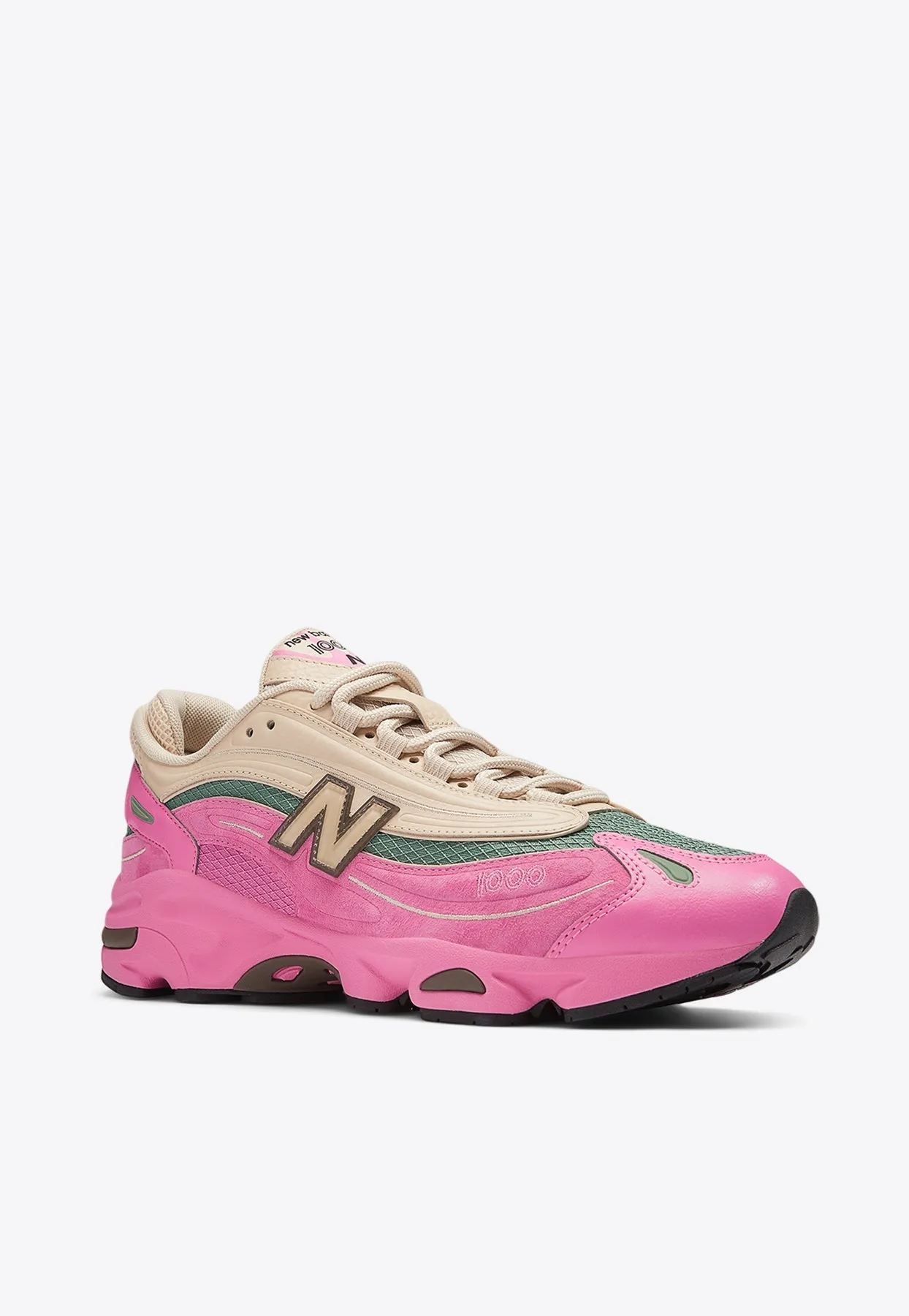 1000 Low-Top Sneakers in Real Pink with Sandstone