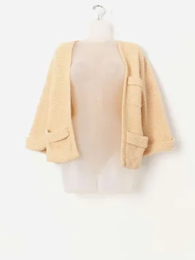 1960s vintage Seaspun wool knitted cardigan in cream, handmade – Small