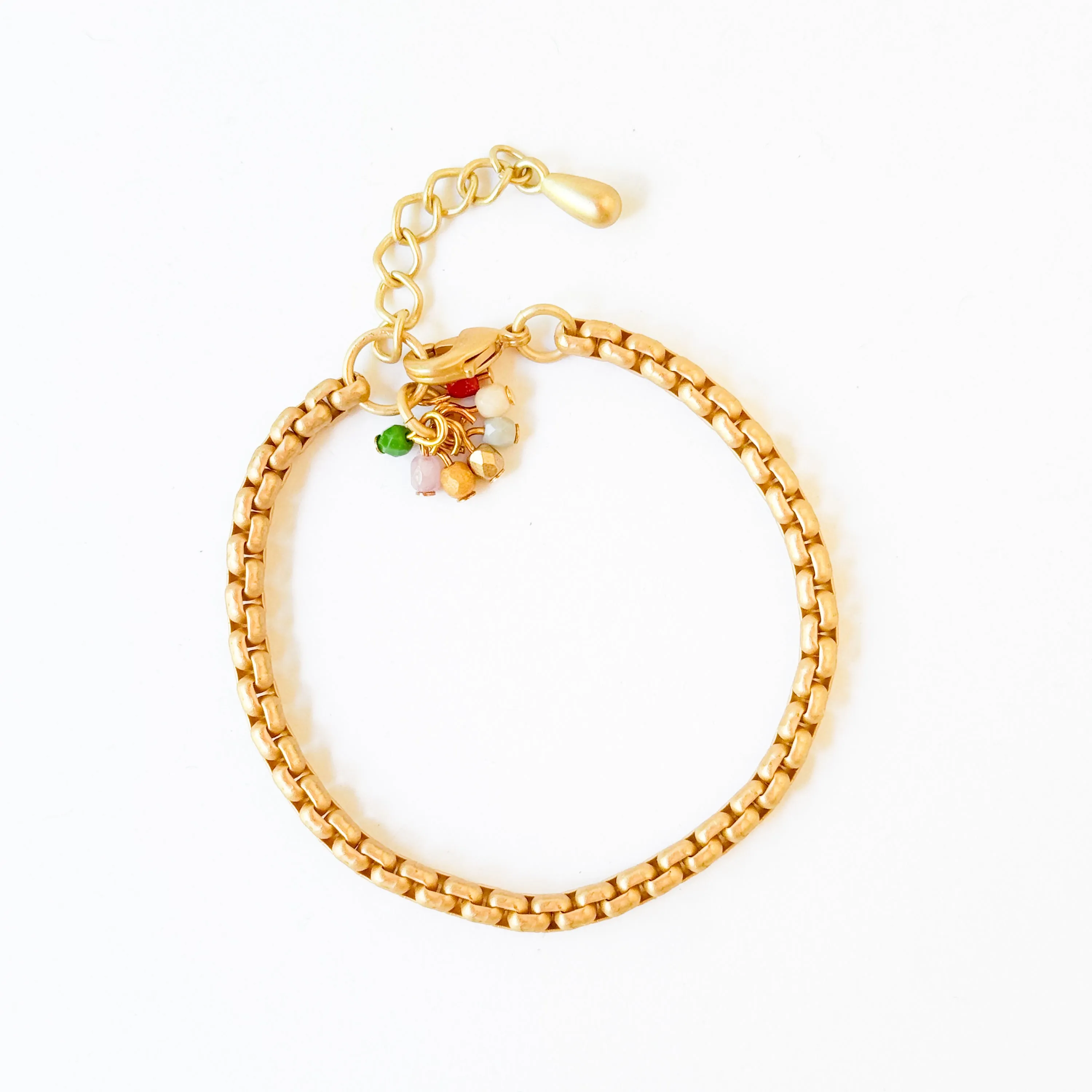 Adjustable Thick Gold Chain Bracelet With Tiny Bead Cluster - WS