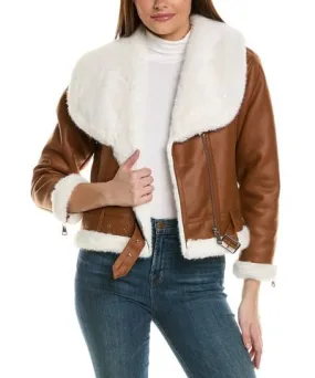 Adrienne Landau Asymmetrical Aviator Jacket