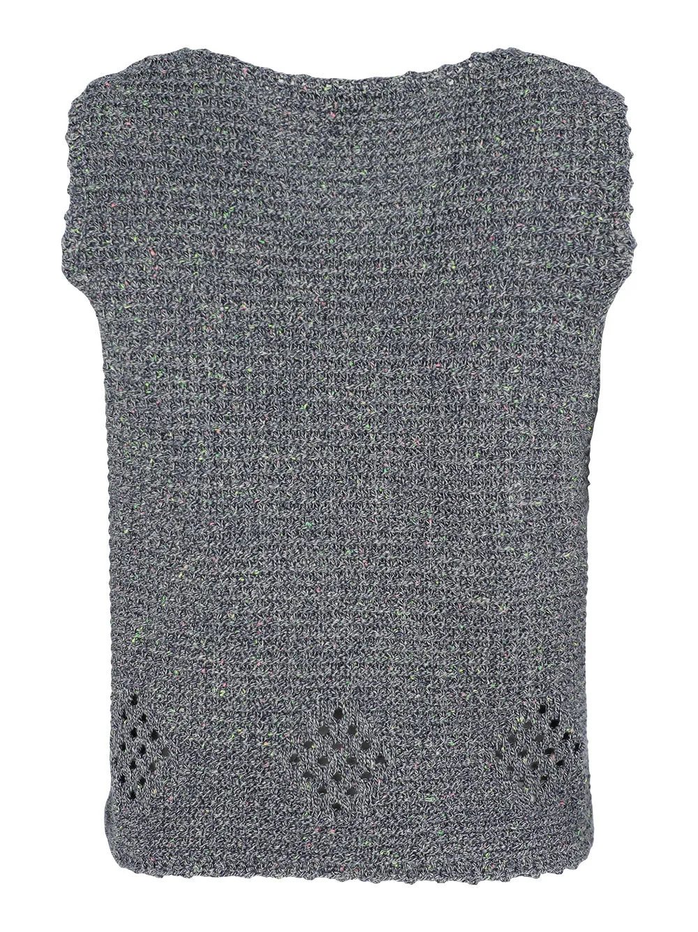 Autumn Cashmere Mesh Vest With Crochet in Navy Tweed