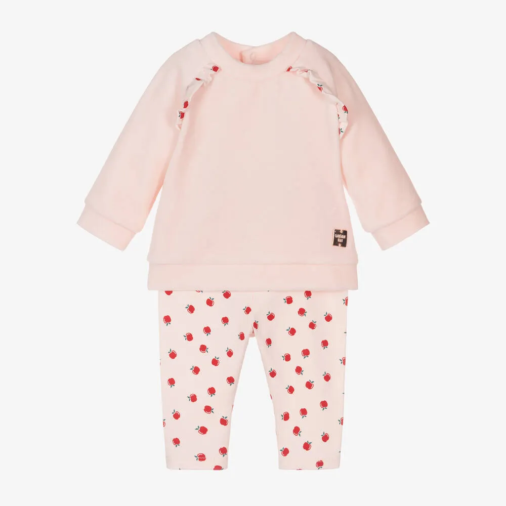 Baby Girls Pink Velour Leggings Set