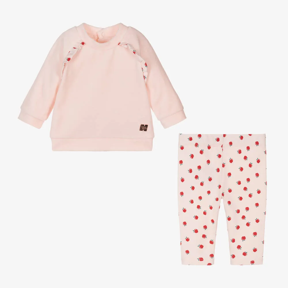 Baby Girls Pink Velour Leggings Set