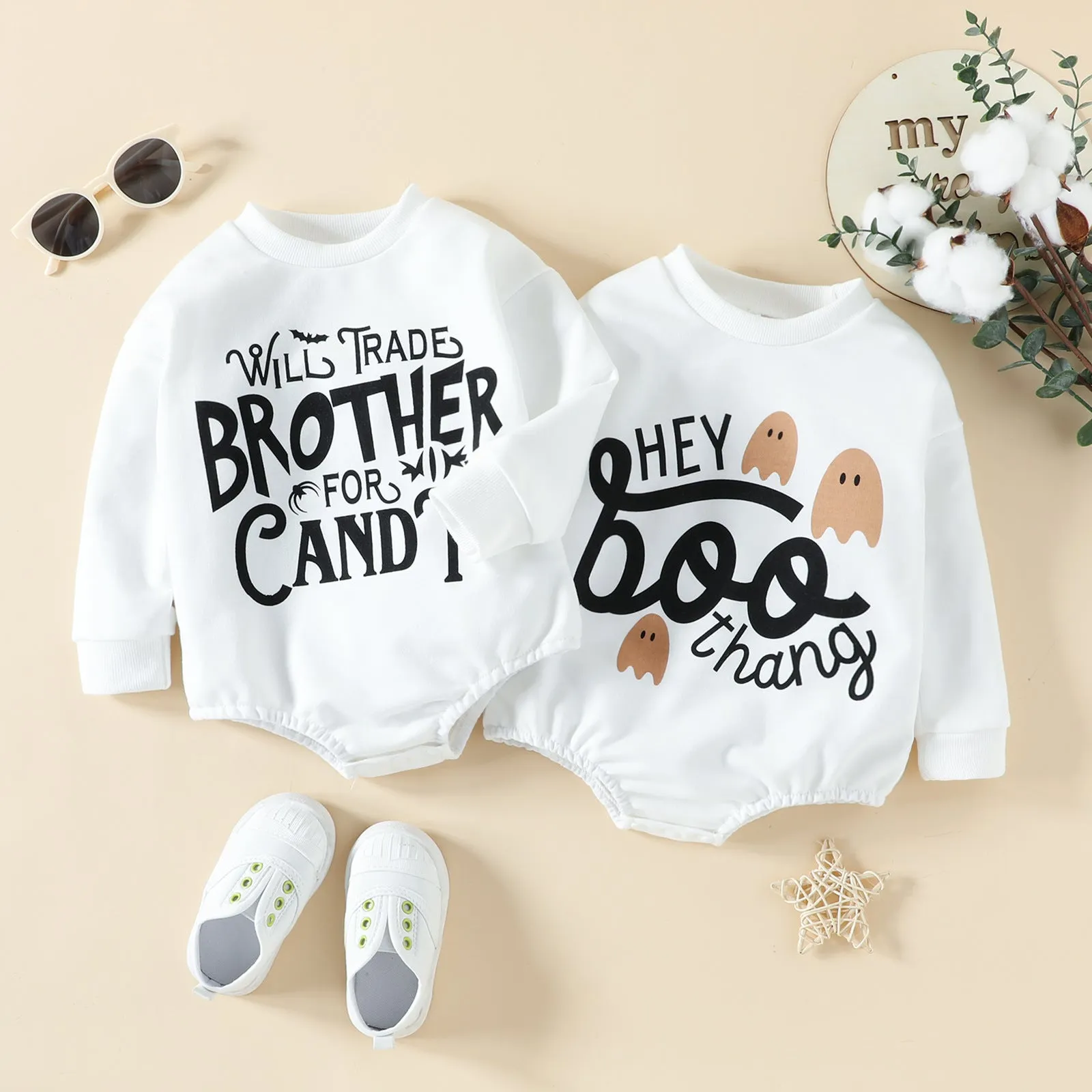 Baby Kid Girls Boys Letters Print Halloween Rompers Wholesale 23090615