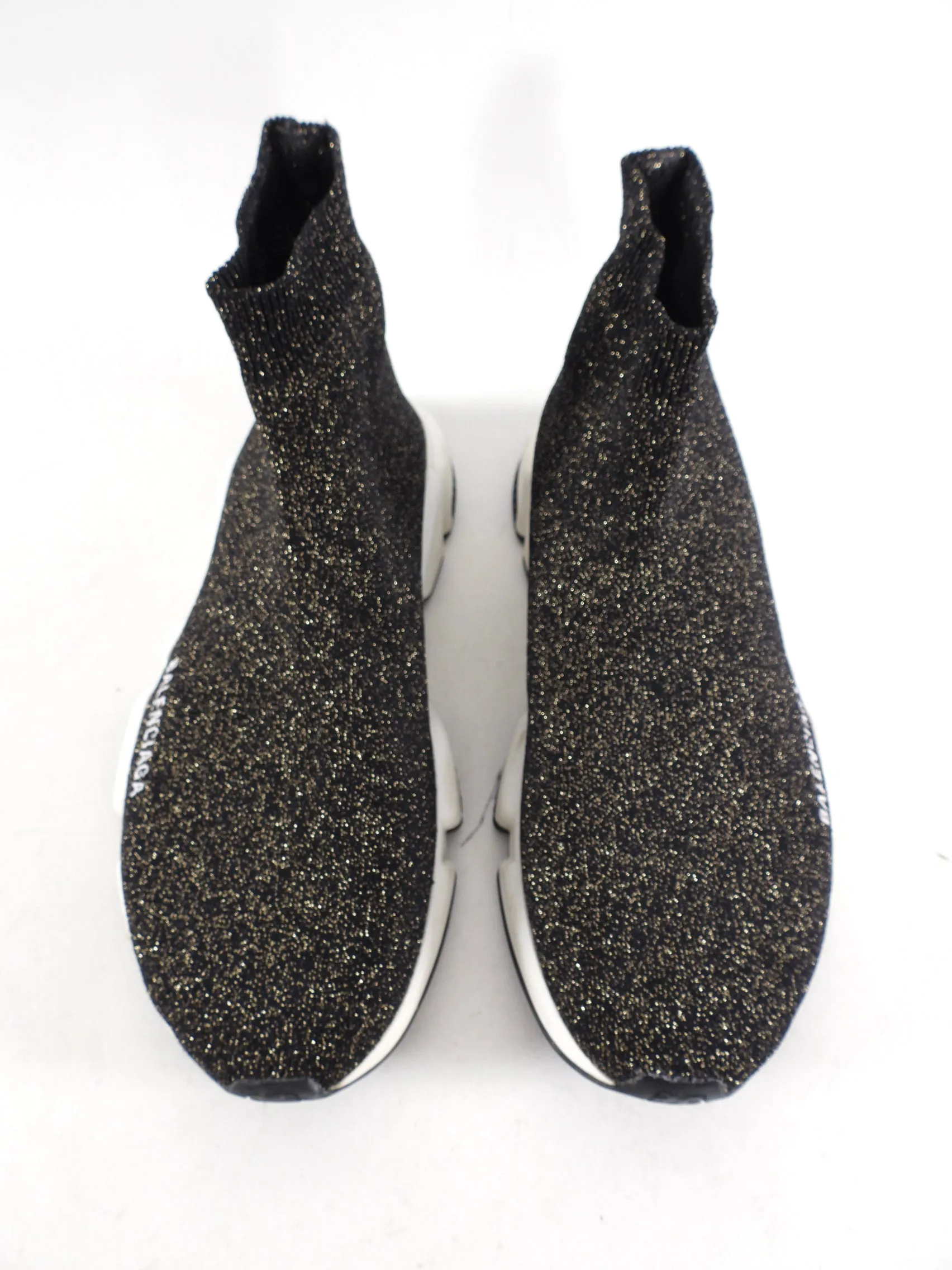 Balenciage Black Gold Glitter Speed Racer Sneaker - 41