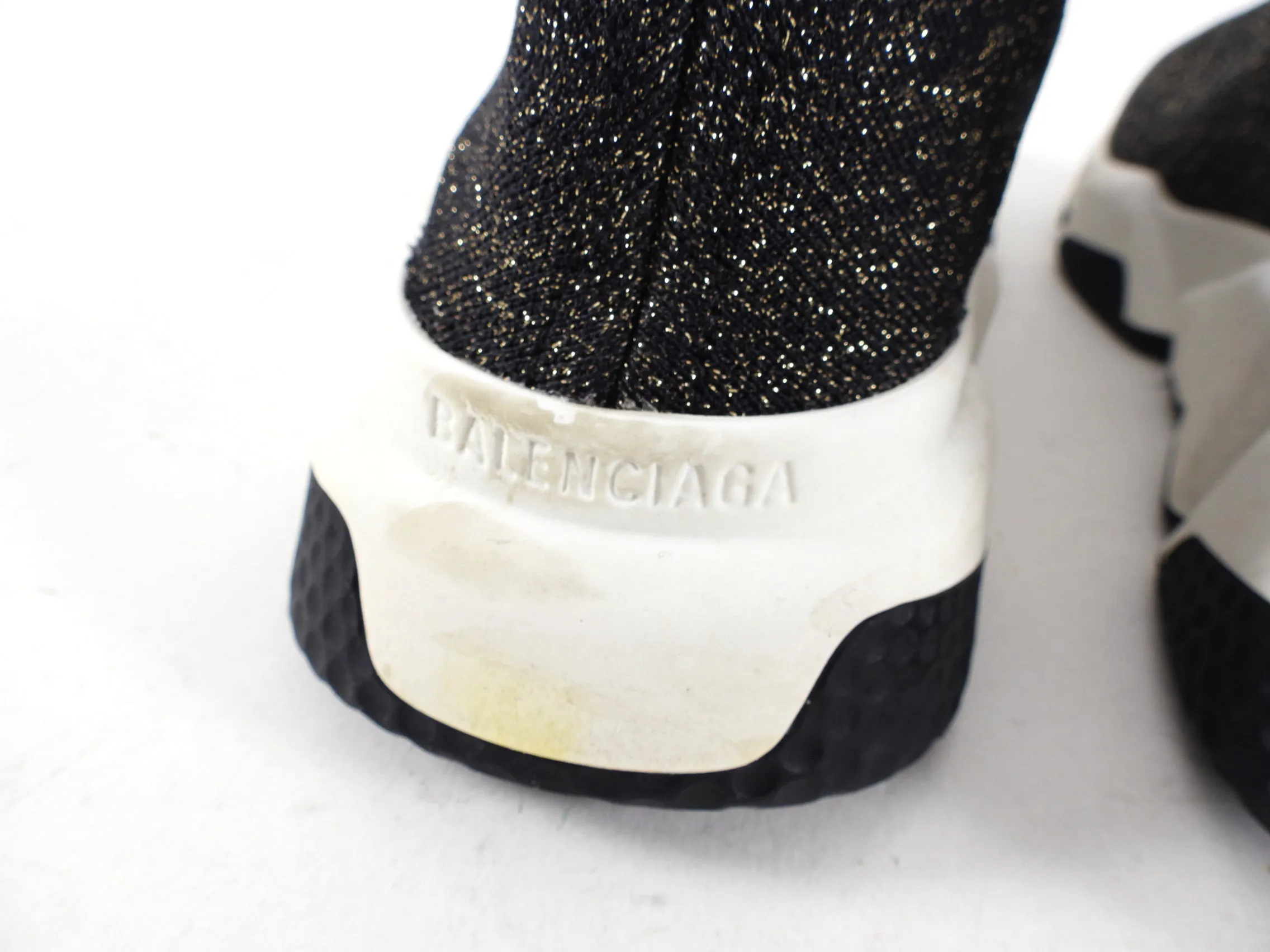 Balenciage Black Gold Glitter Speed Racer Sneaker - 41