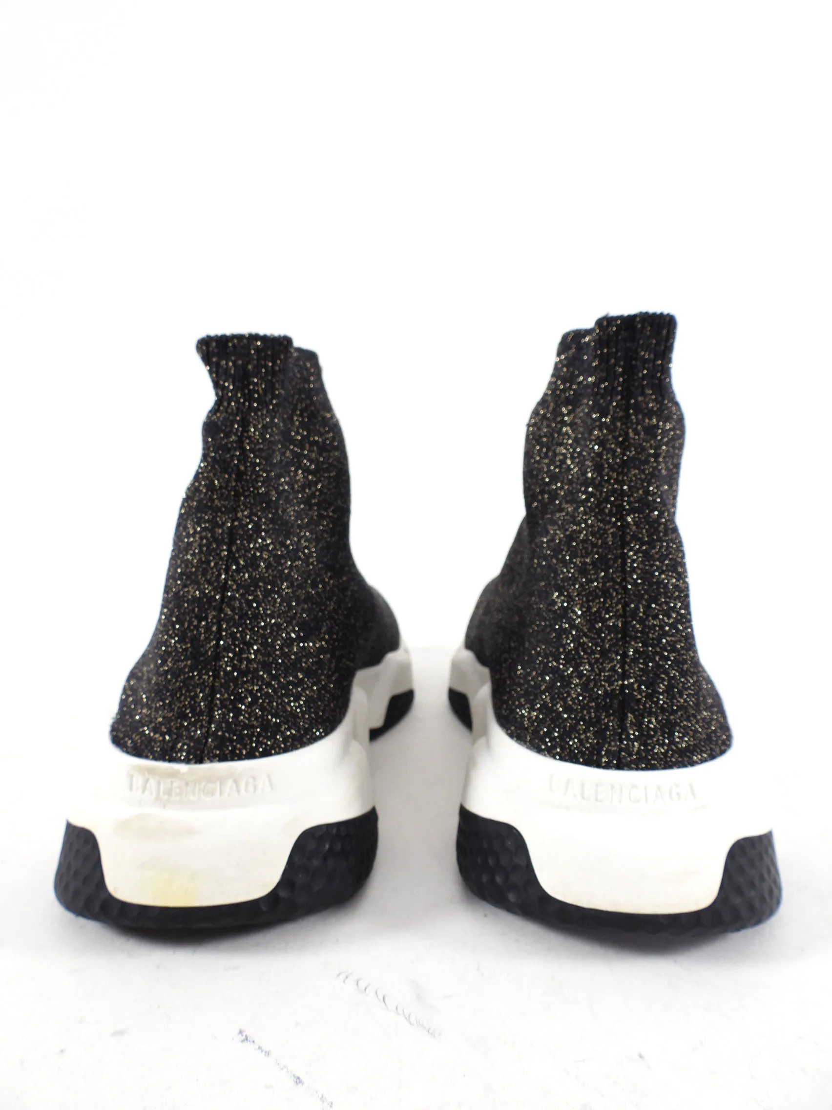 Balenciage Black Gold Glitter Speed Racer Sneaker - 41