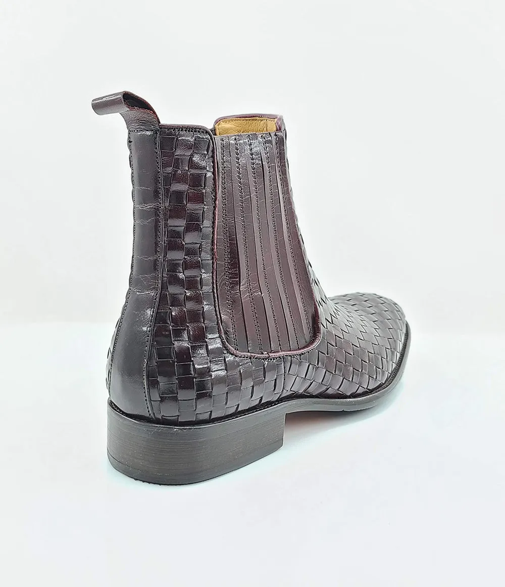 Basket Weave Leather Chelsea Boot