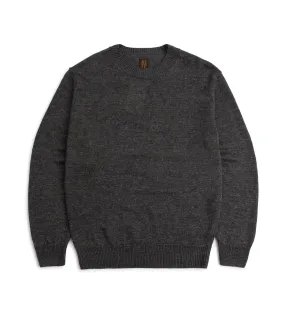 Batoner Washed Linen Crew Neck Sweater: Charcoal