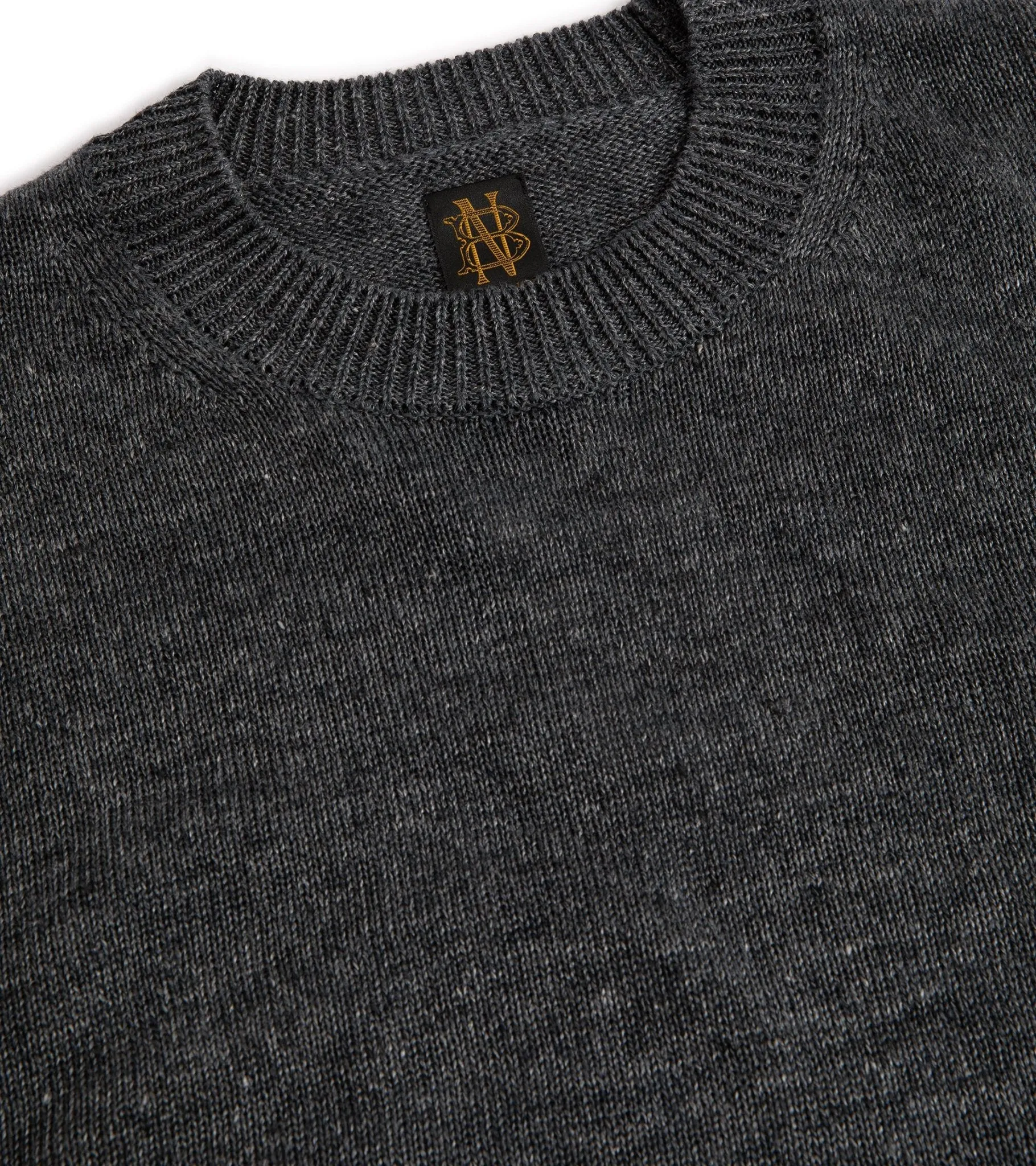 Batoner Washed Linen Crew Neck Sweater: Charcoal