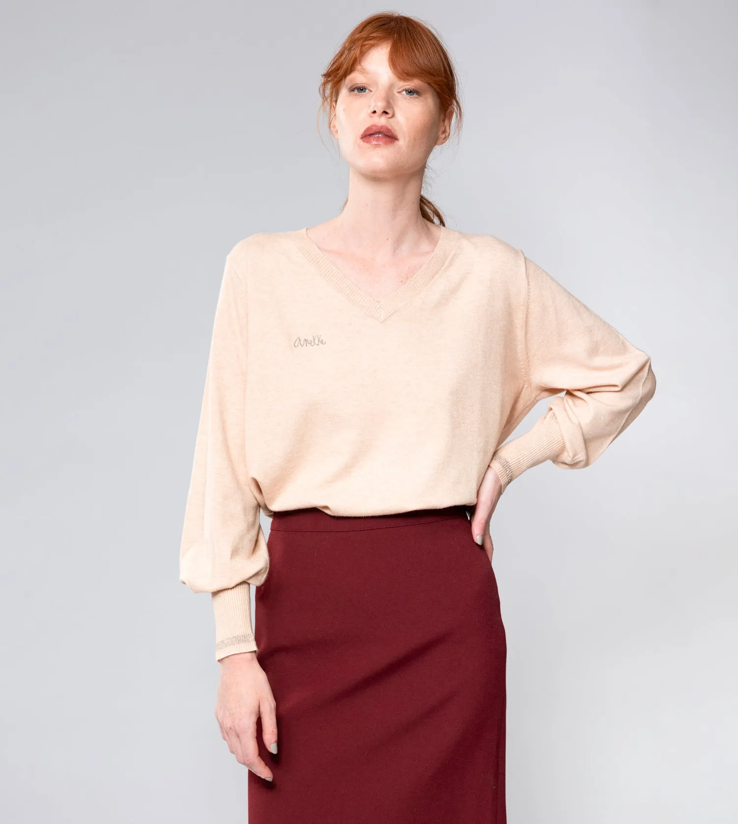 Beige Shōen V-Neck Sweater