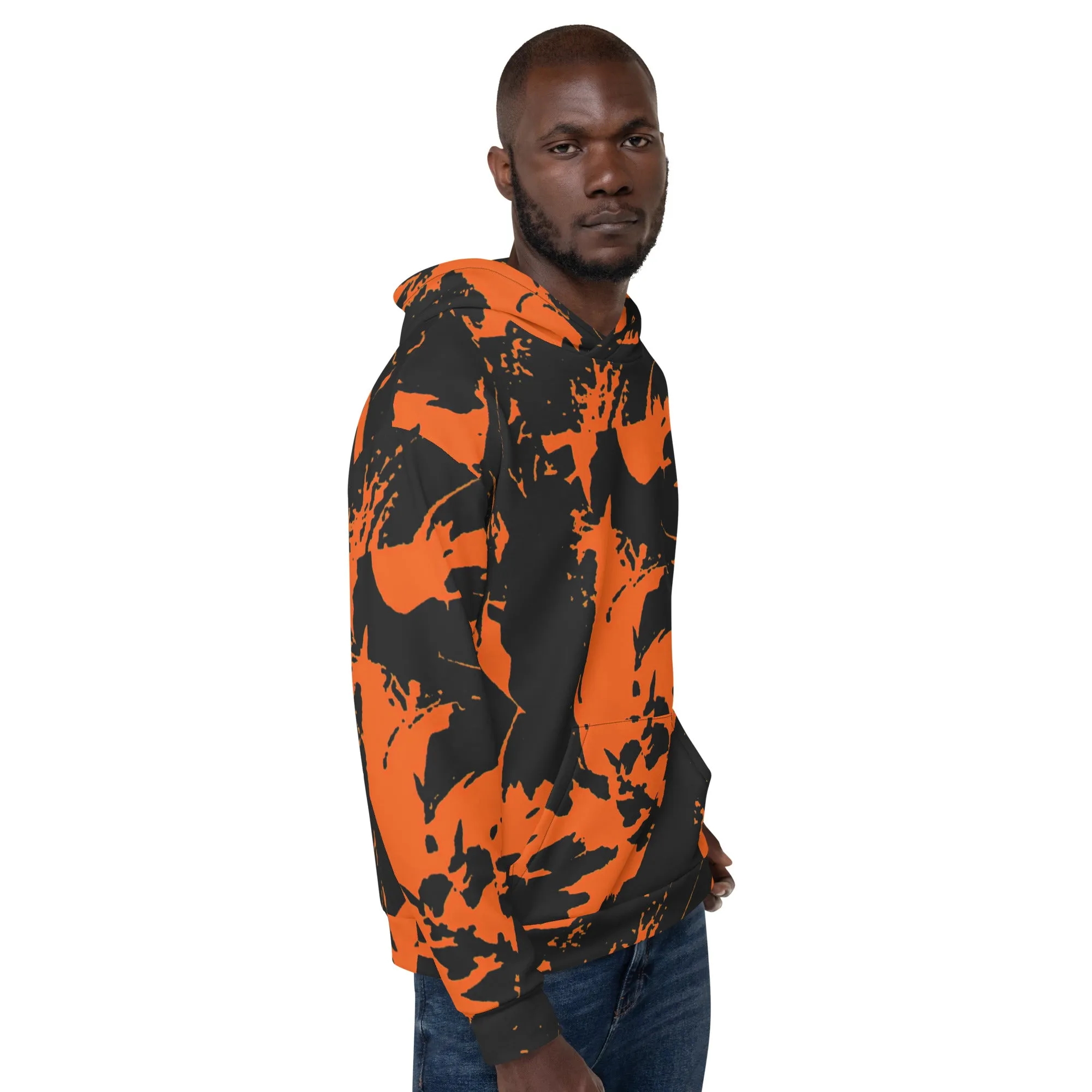 Black and Orange Spooky Paint Splatter Graffiti Pullover Hoodie