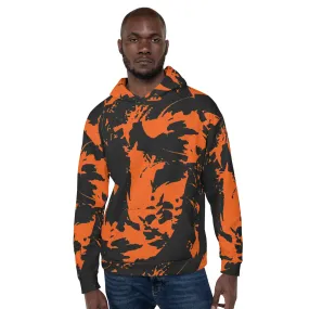 Black and Orange Spooky Paint Splatter Graffiti Pullover Hoodie