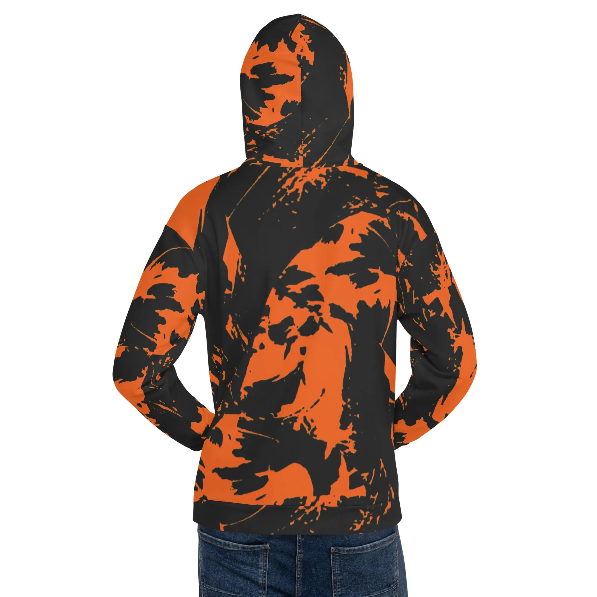 Black and Orange Spooky Paint Splatter Graffiti Pullover Hoodie