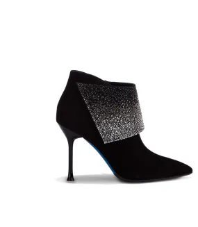 Black suede jewel ankle boots