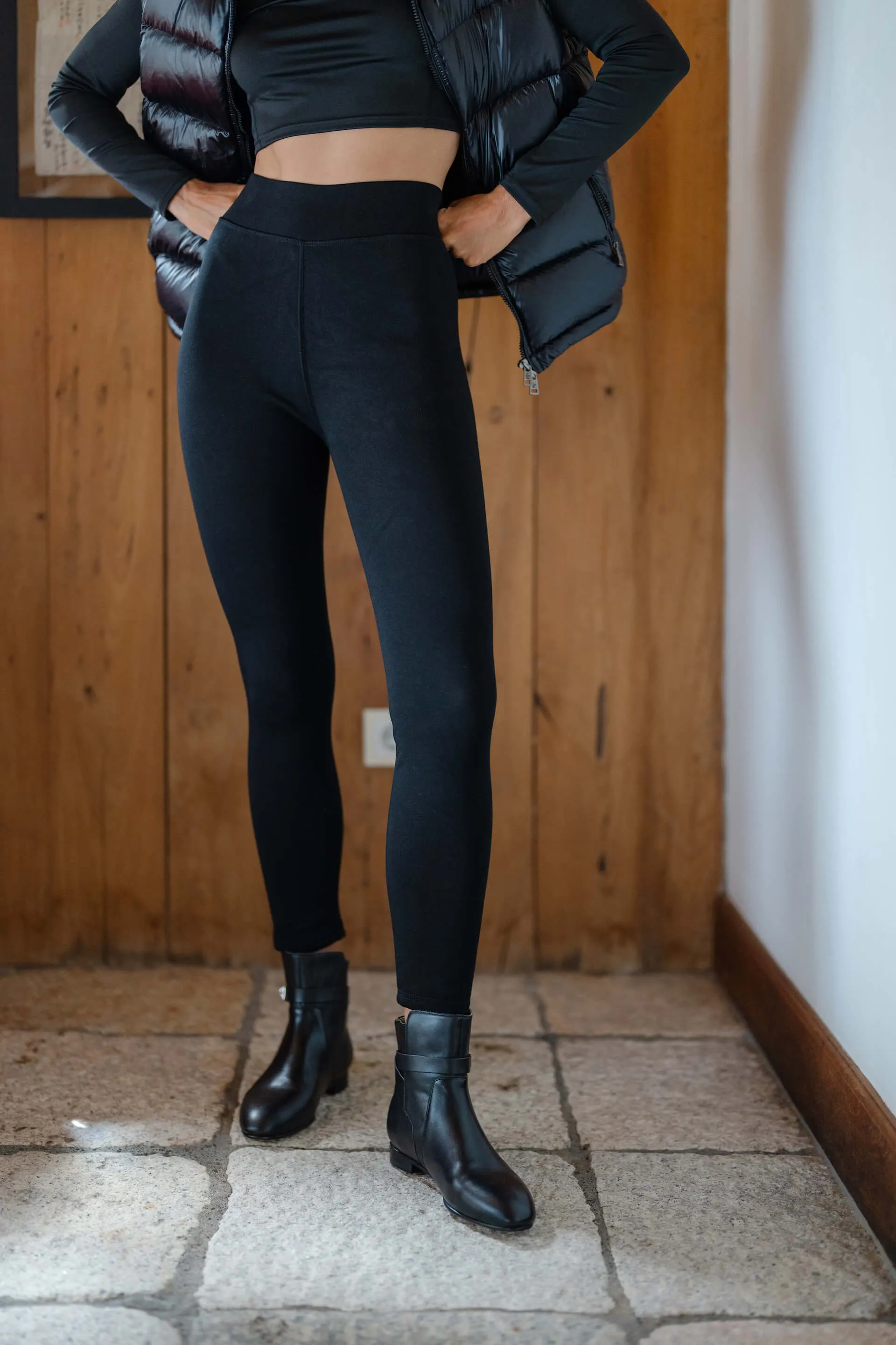 Black Winter Cotton Leggings