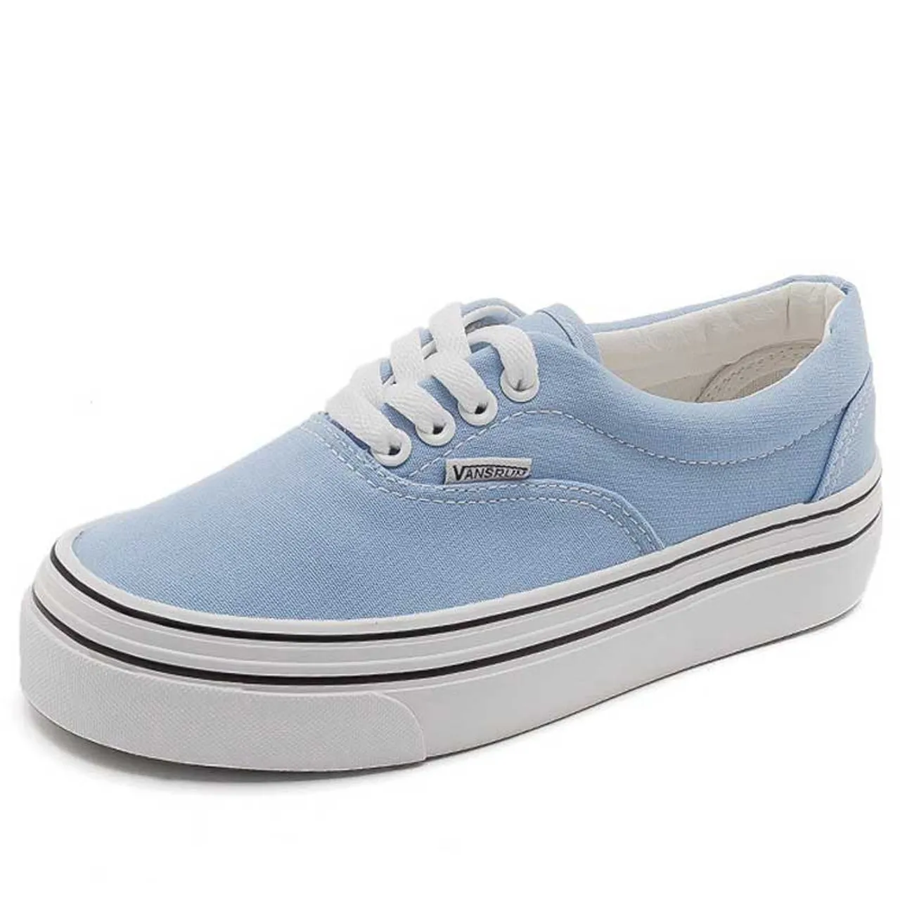 Blue casual thread accents canvas shoe sneaker