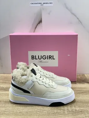 Blugirl Blumarine Donna sneaker Wow Pelle White Fur Inside casual shoe