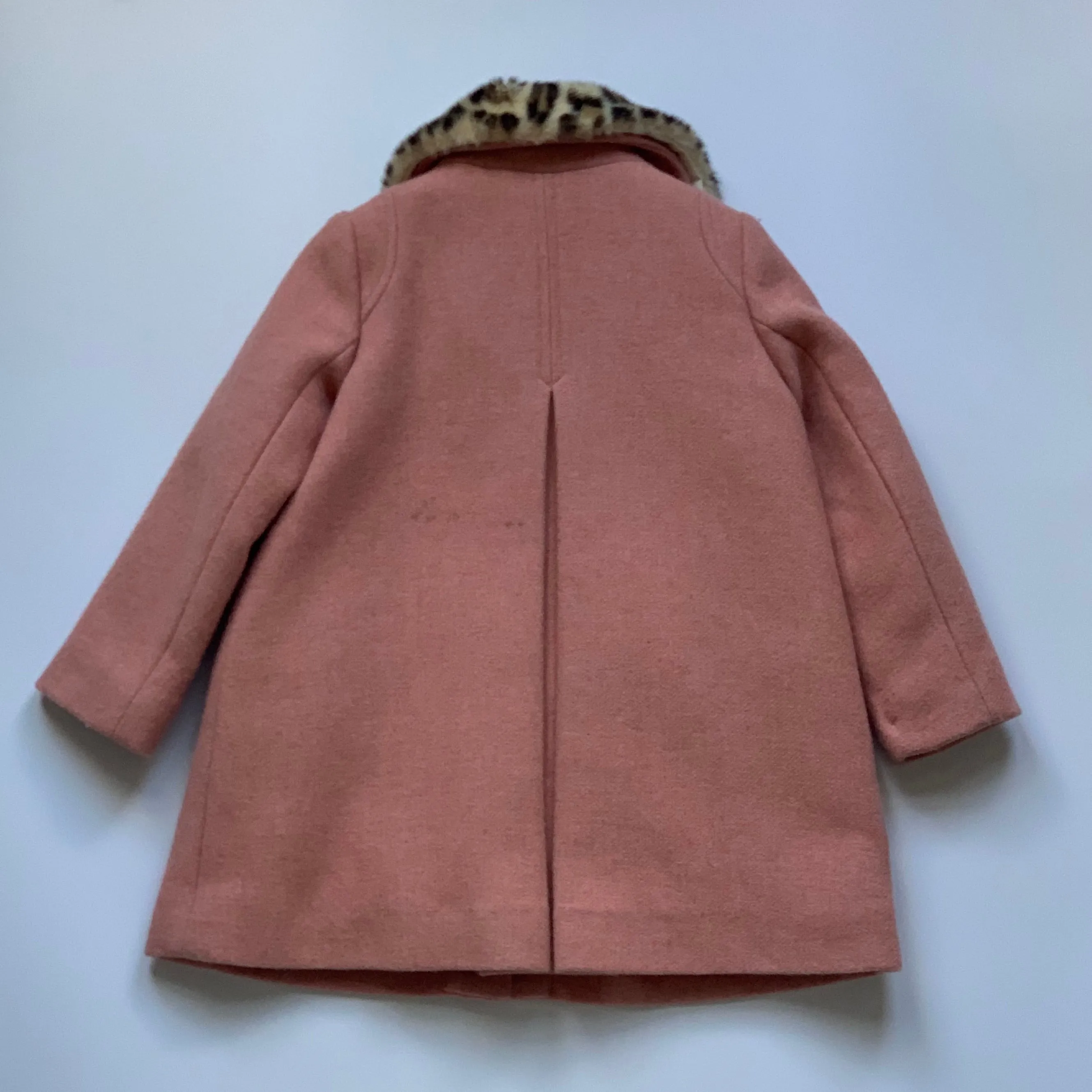 Bonpoint Pink Wool Coat With Leopard Fur Collar: 4 Years & 10 Years