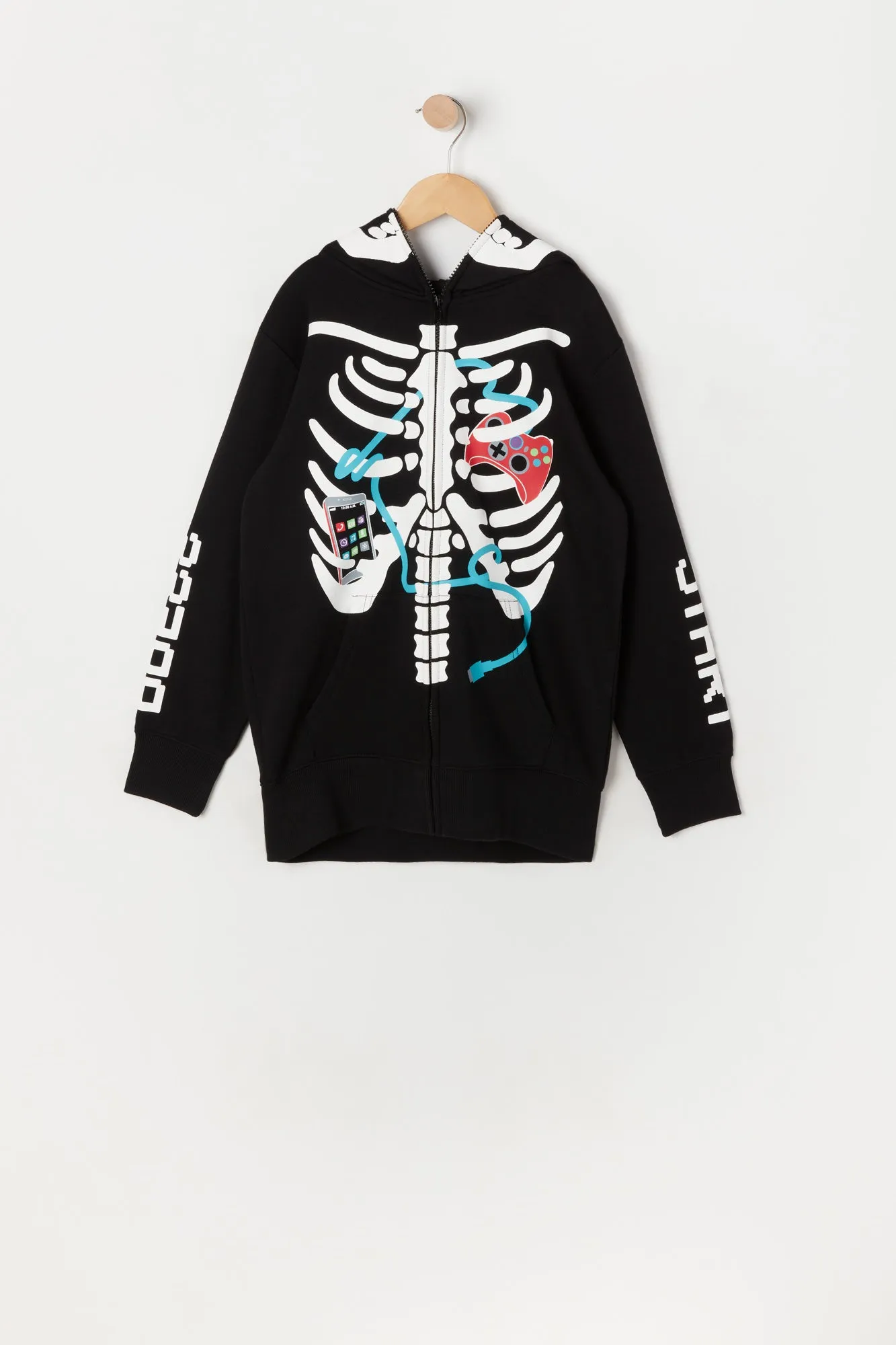 Boys Gamer Skeleton Graphic Peeper Hoodie