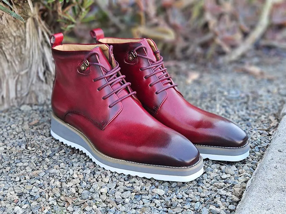 Burnished Calfskin Lace-Up Boot