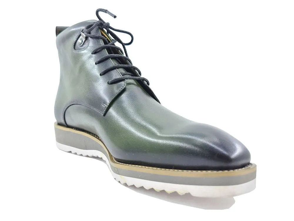 Burnished Calfskin Lace-Up Boot