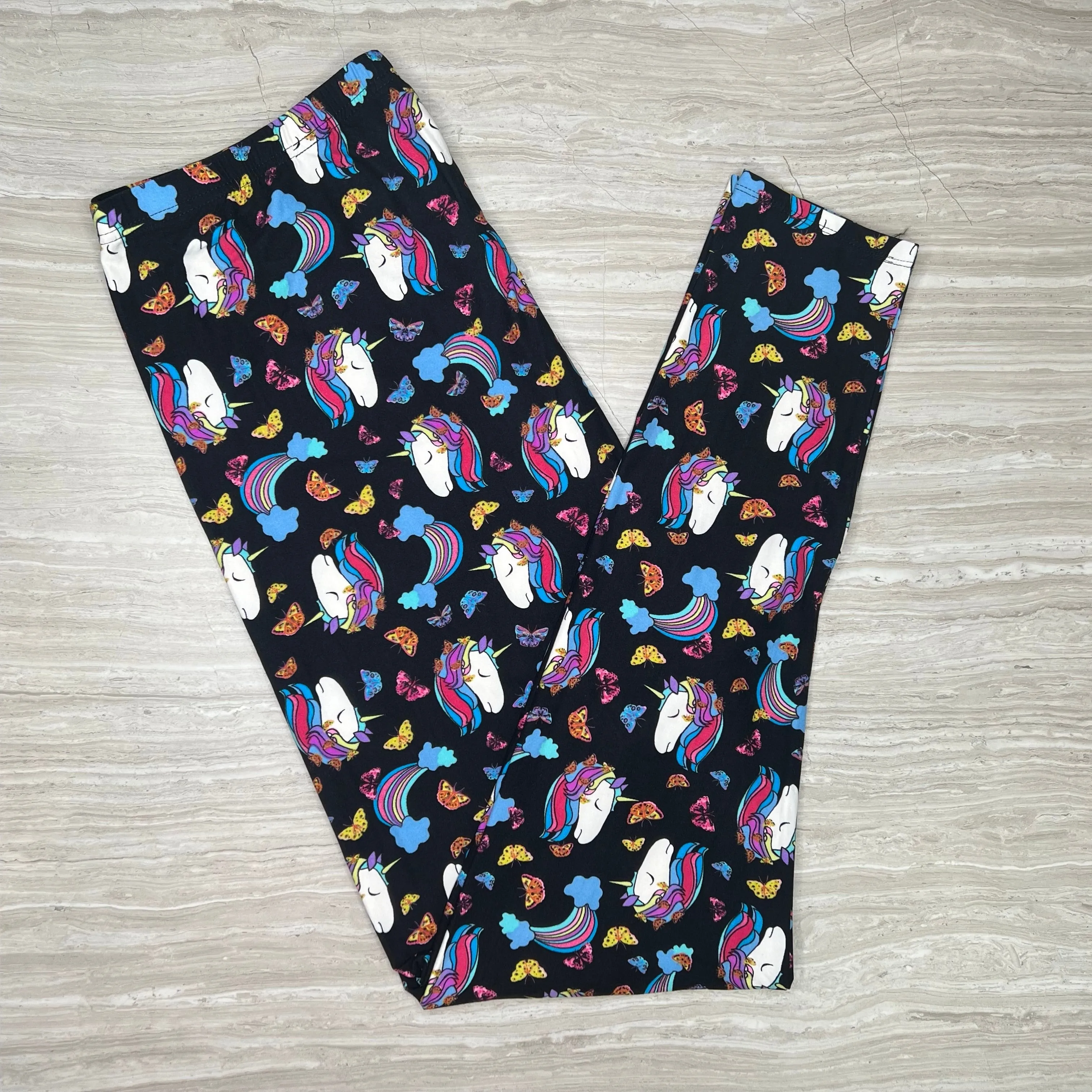 Butterfly Unicorn Print Soft Leggings