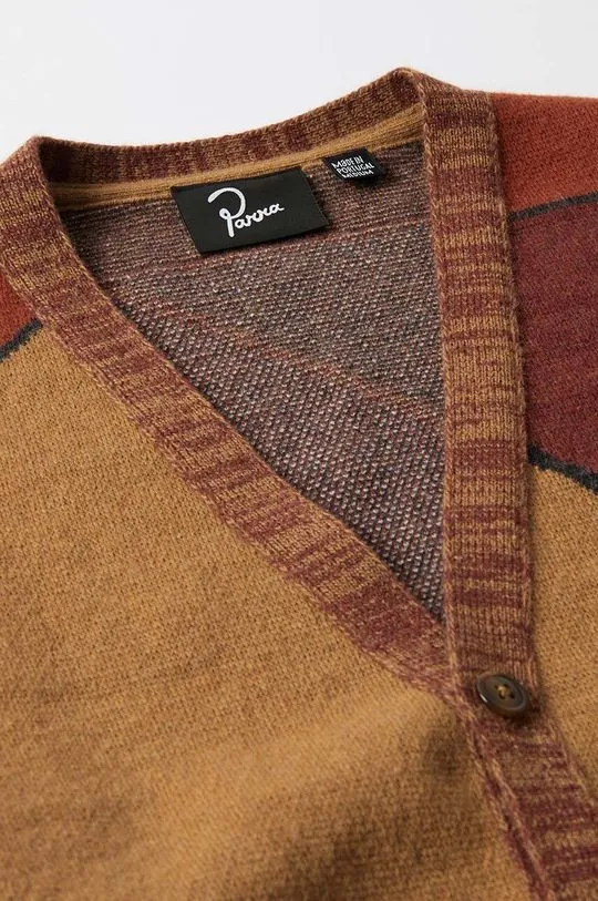 by Parra woolen cardigan Your Stupid Shed Knitted Cardigan brown color 52325