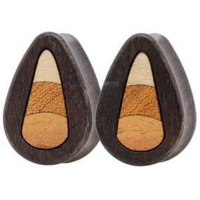 Candy Corn Wood Teardrop Inlay Plugs