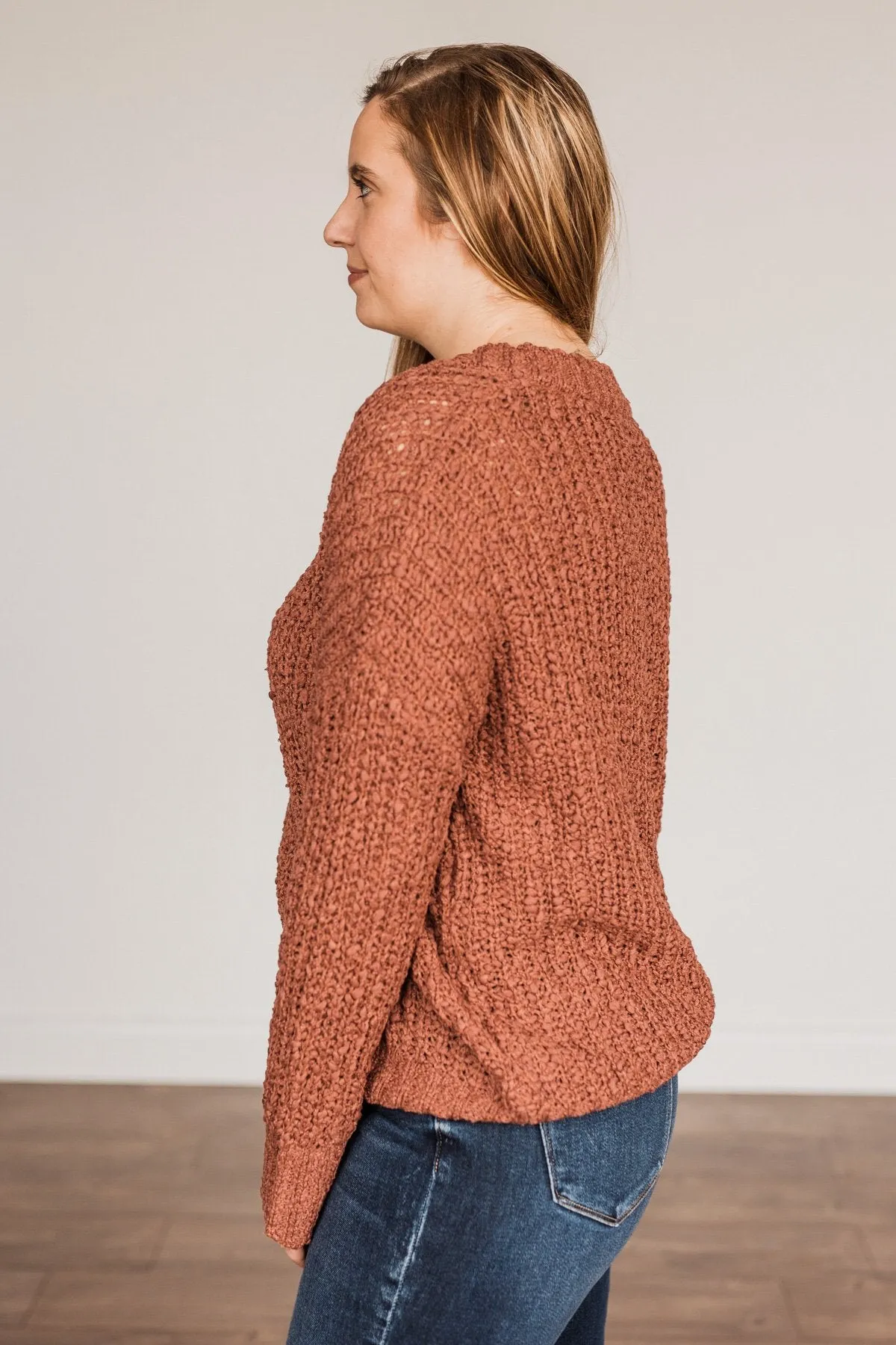 Can't Phase Me Knit Sweater- Marsala