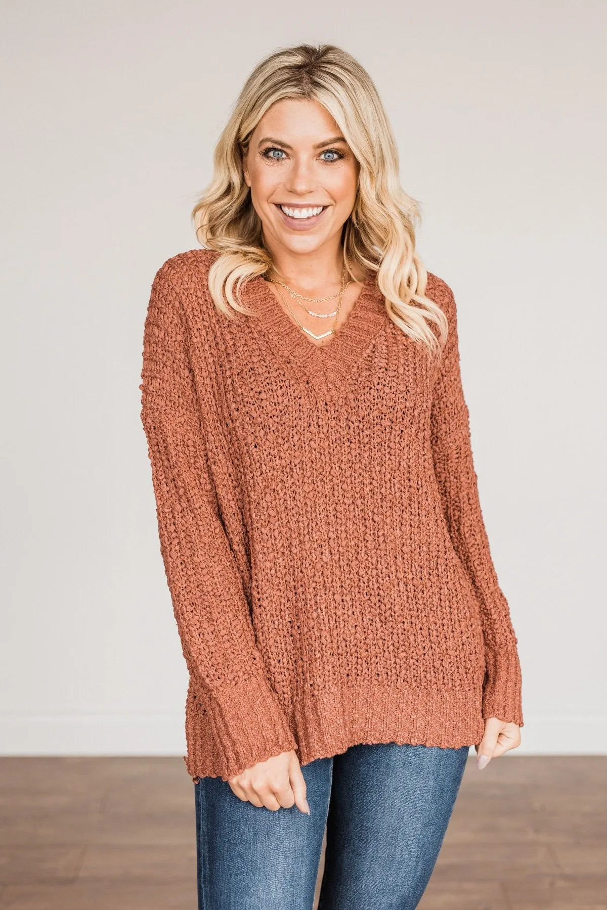 Can't Phase Me Knit Sweater- Marsala