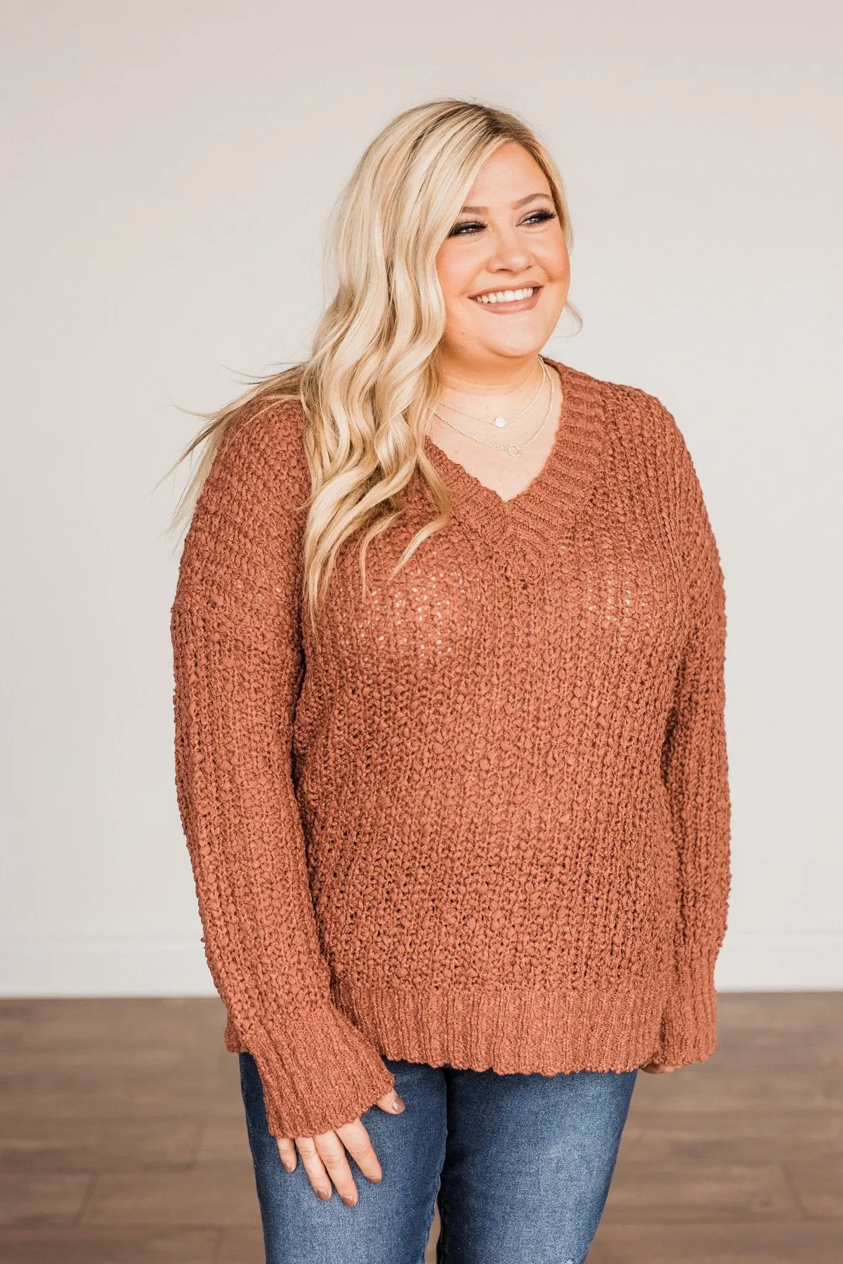 Can't Phase Me Knit Sweater- Marsala