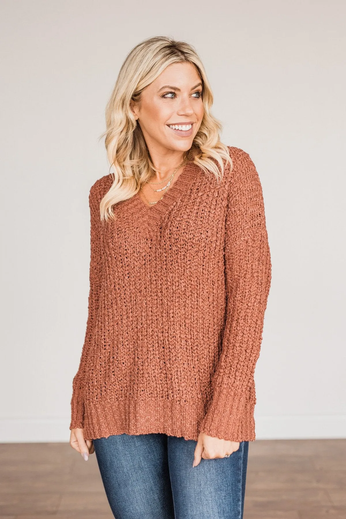 Can't Phase Me Knit Sweater- Marsala