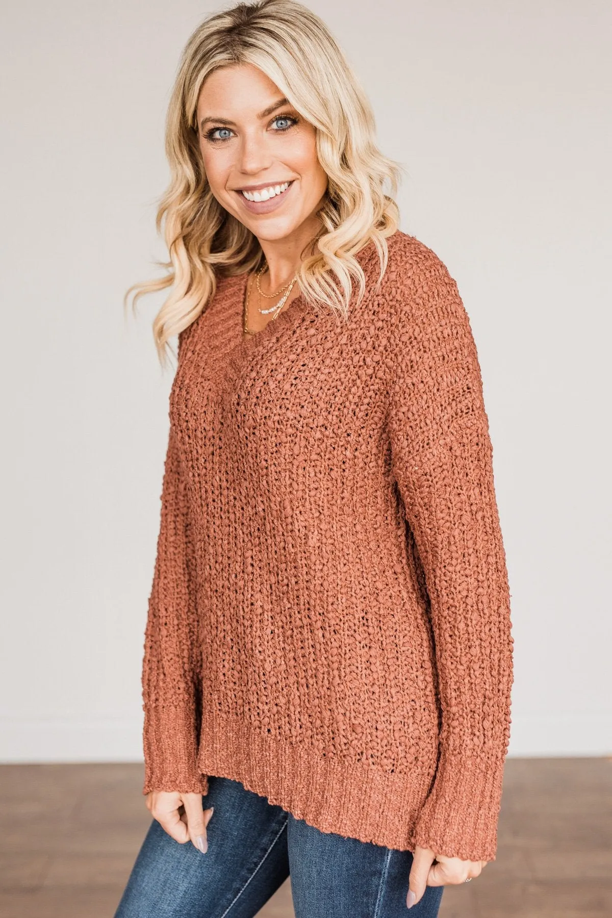 Can't Phase Me Knit Sweater- Marsala