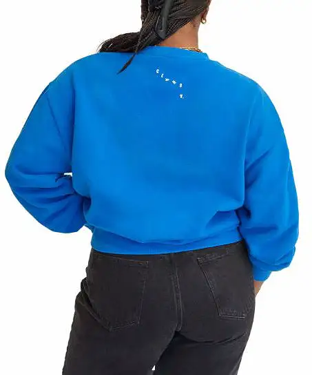 Clare V. Oversized Ciao Sweatshirt - Bright Cobalt/Cream