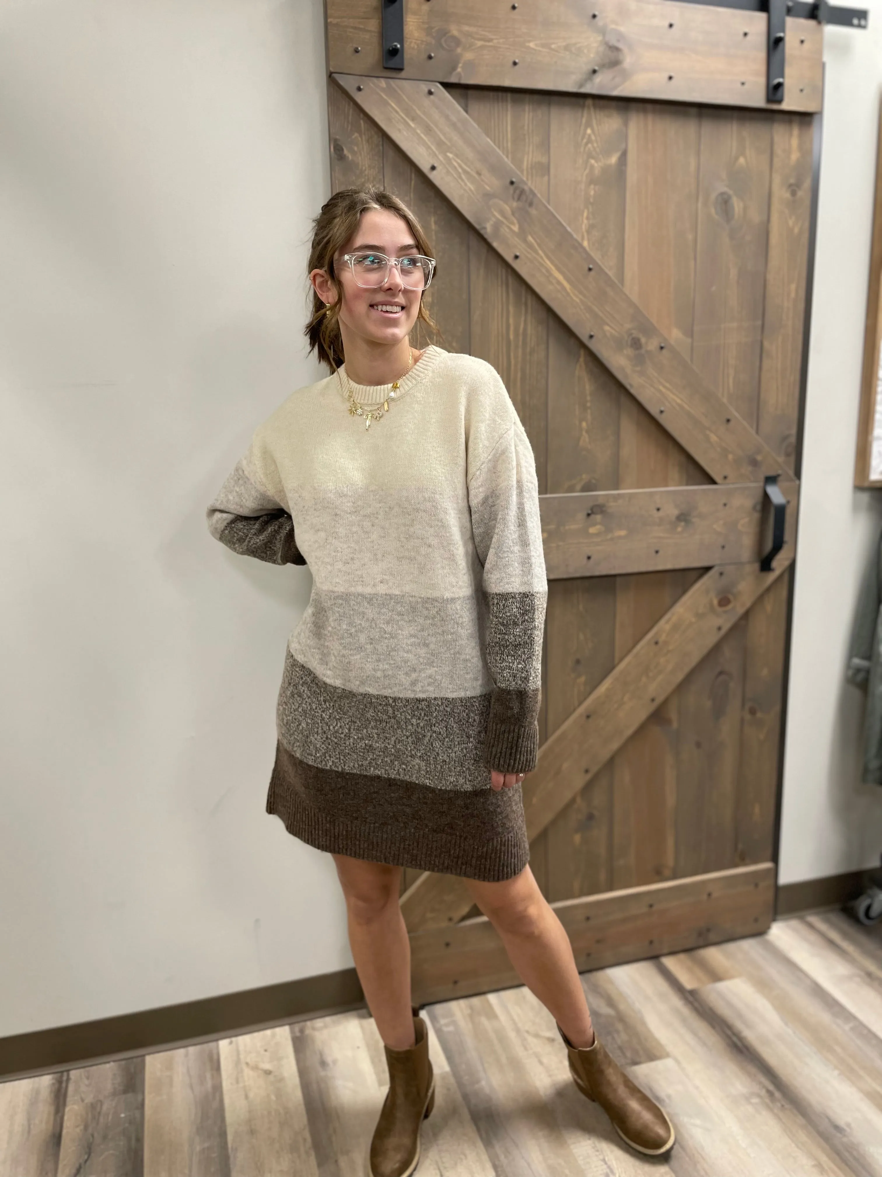 Color Block | Sweater Dress | Neutral