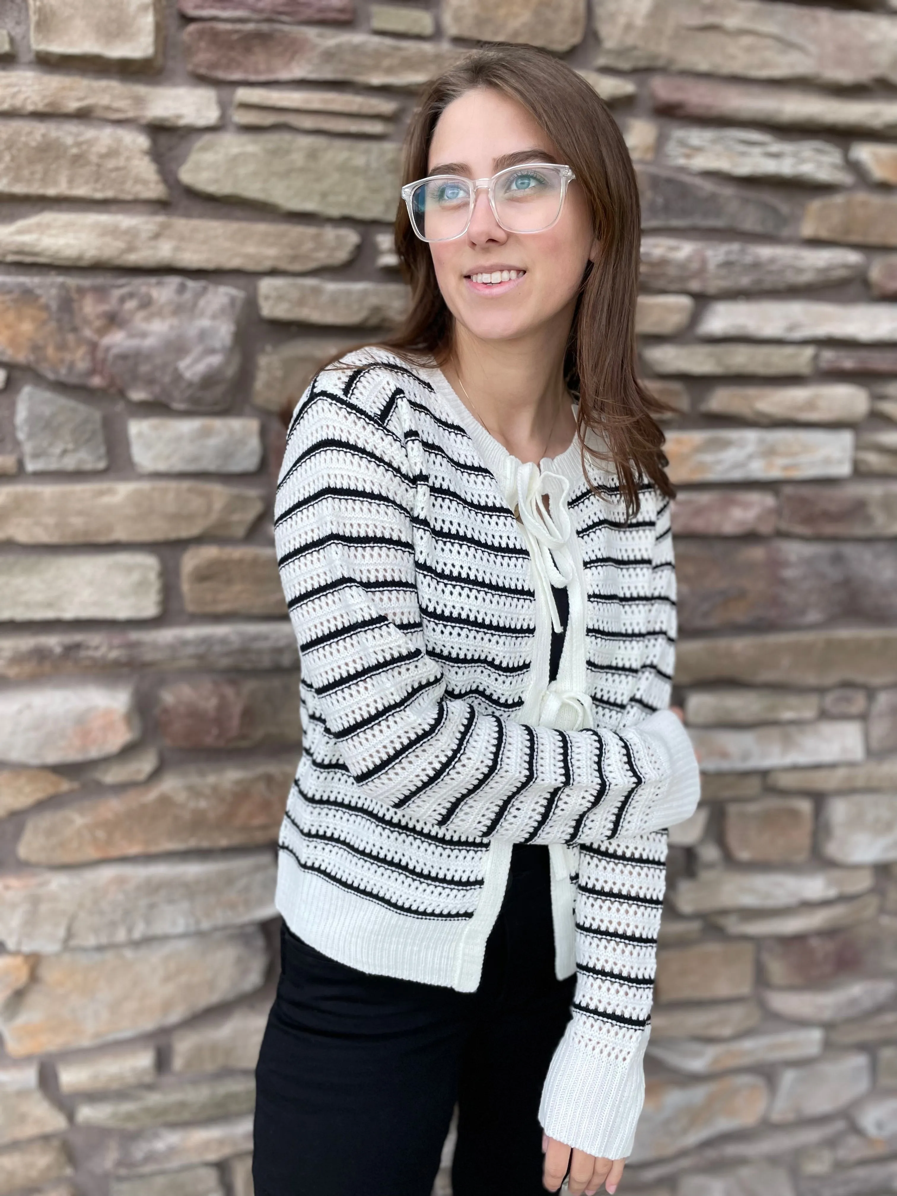 Crochet Sweater Cardigan | Front Ties