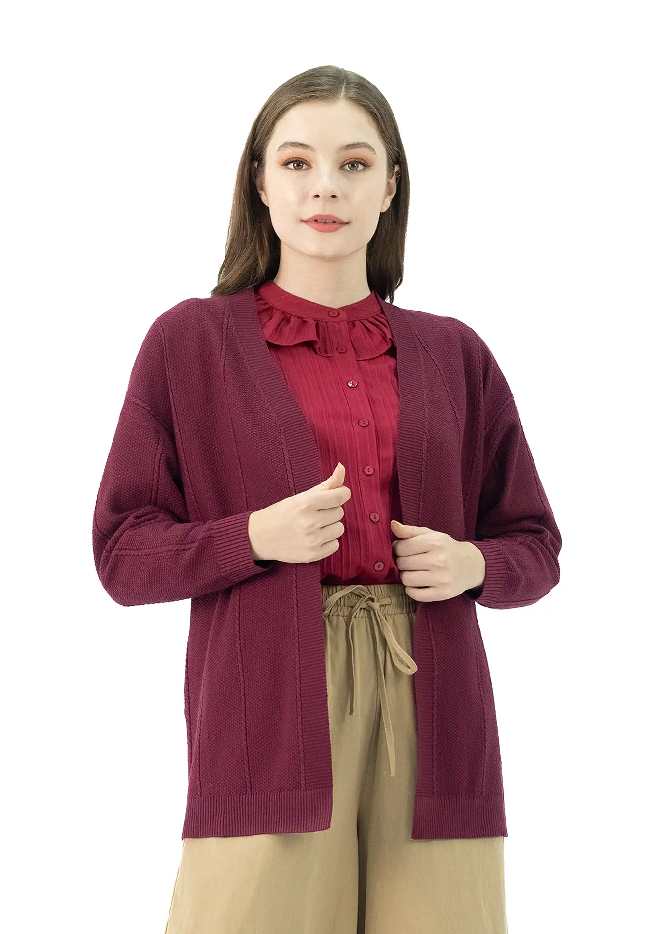 DAISY By VOIR Long Sleeves Open Knit Cardigan