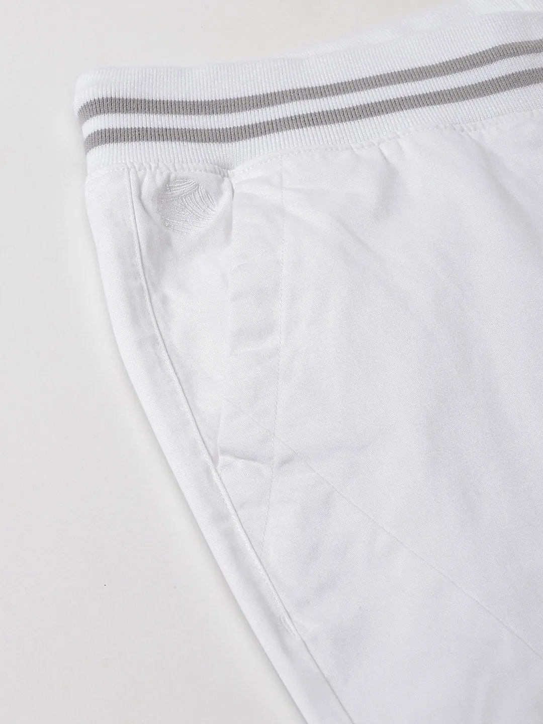 Drawstring Rib Waist White Jogger Pants - Voyager