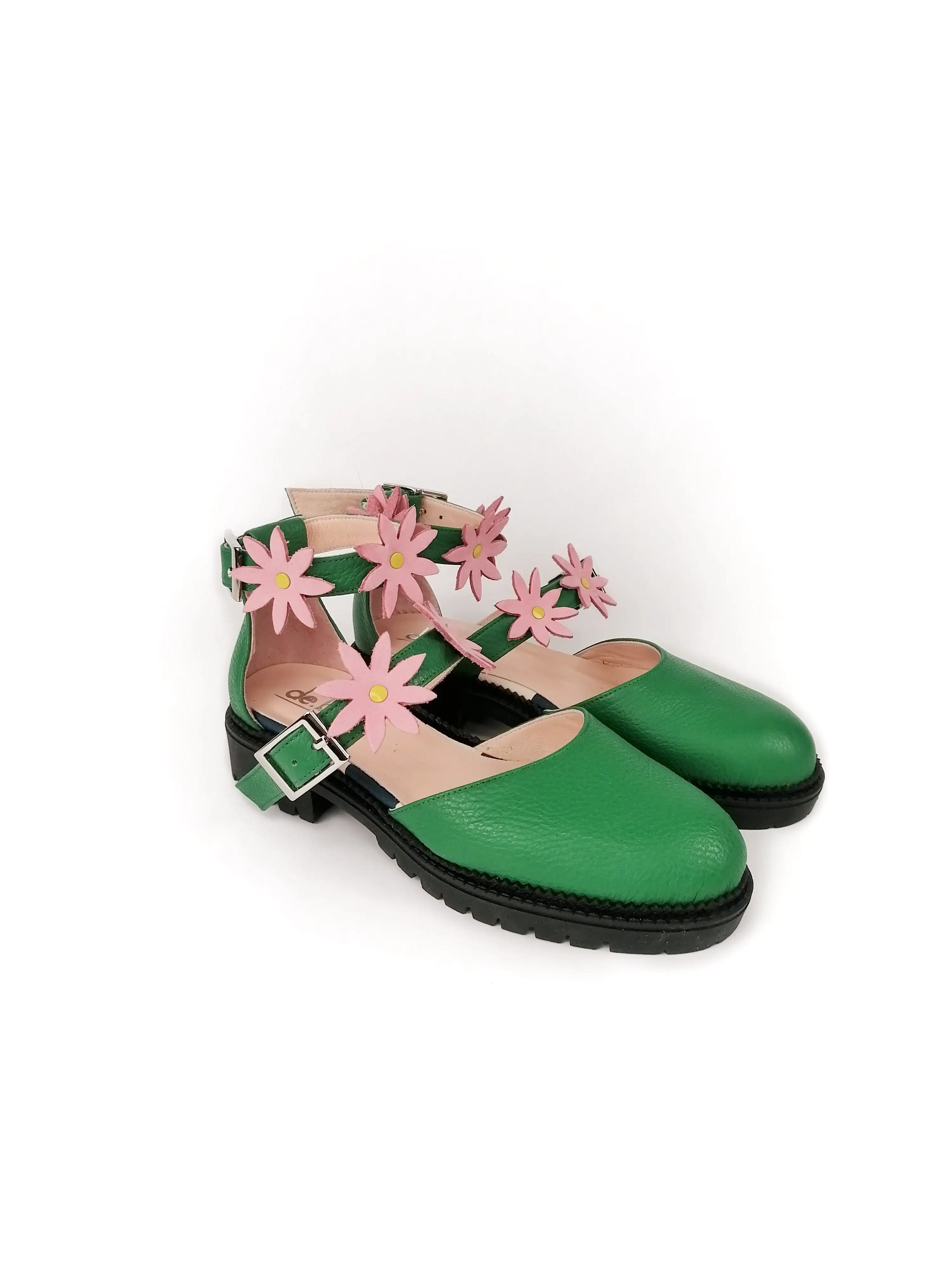 ELLIE IN BLOOM GREEN RUBBER FLATS