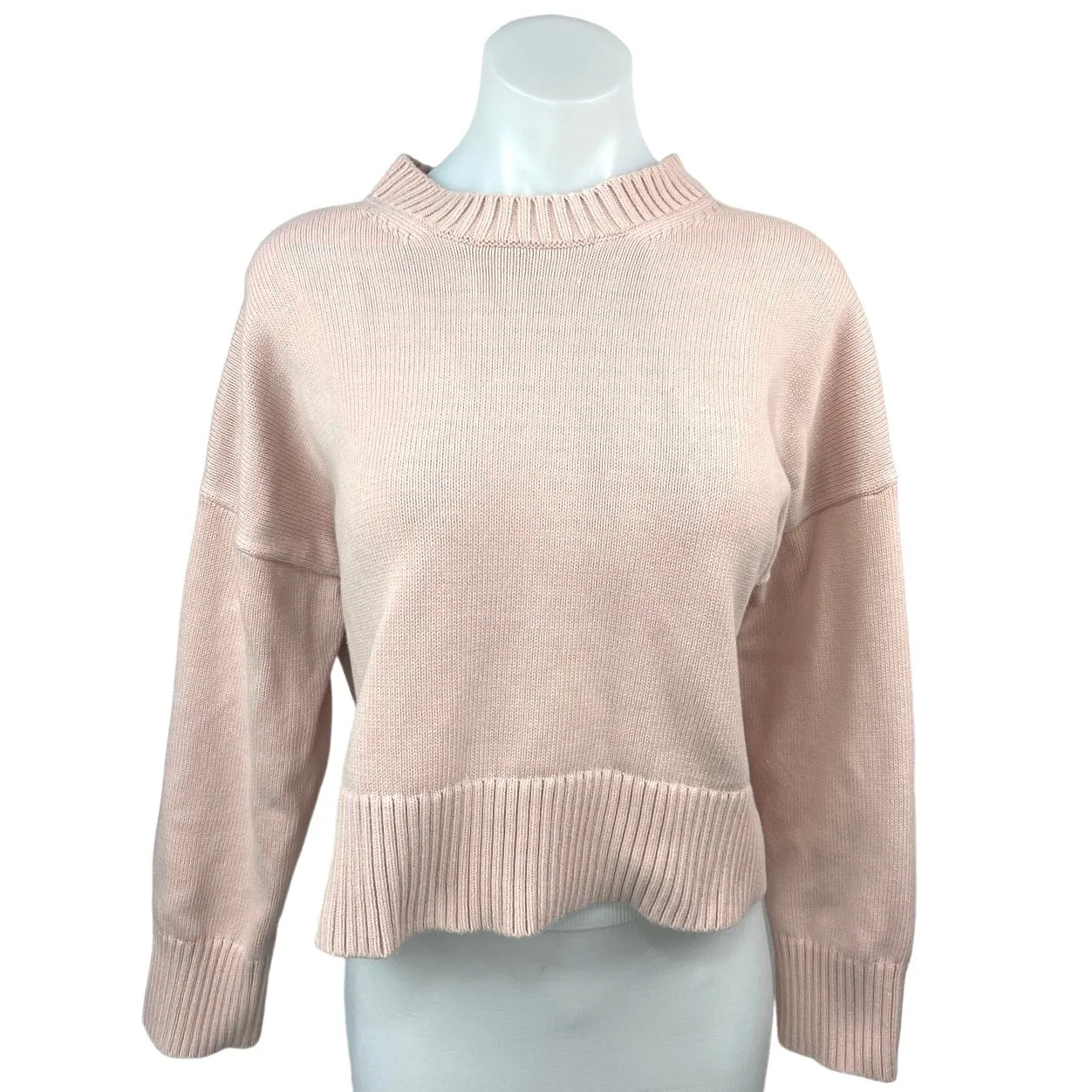 Everlane Pink The Soft Cotton Square Crew Long Sleeve Pullover Sweater Top Sz M