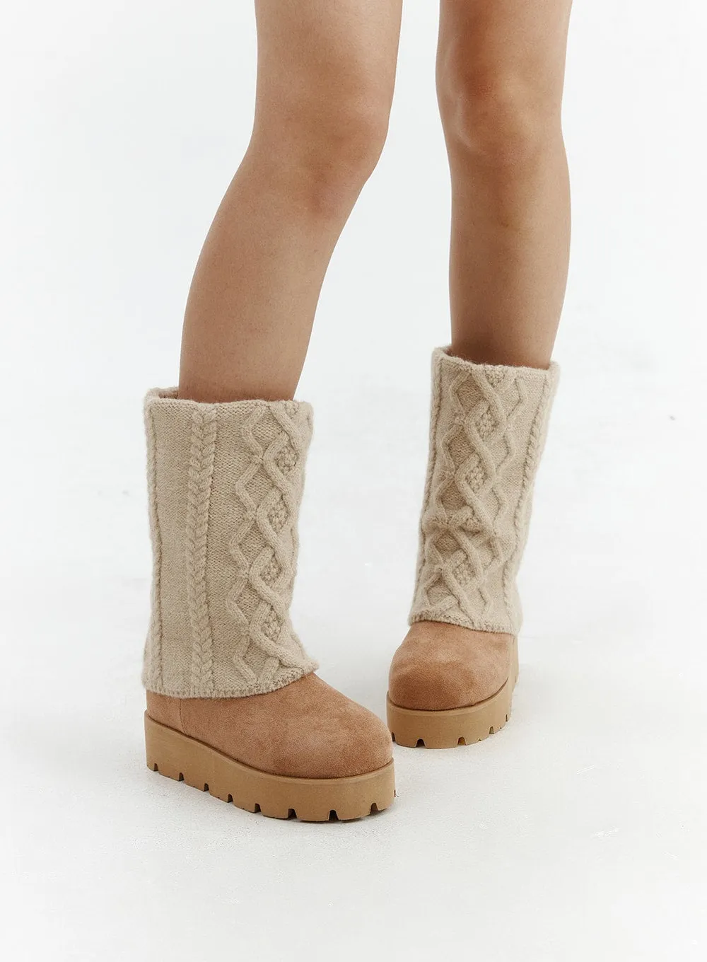 Faux Shearling Knee Boots CJ423