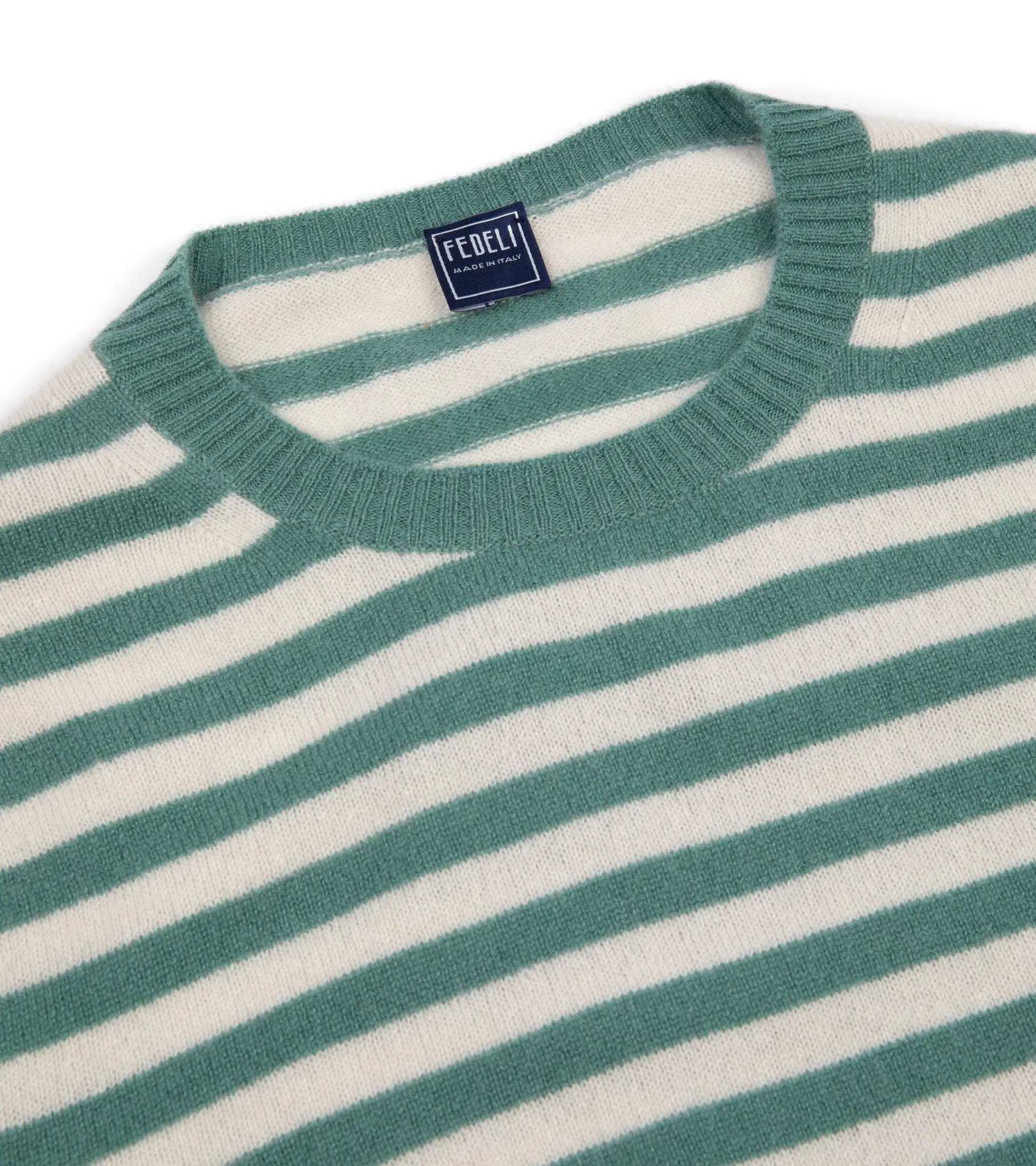 Fedeli Light Striped Cashmere Sweater: Green