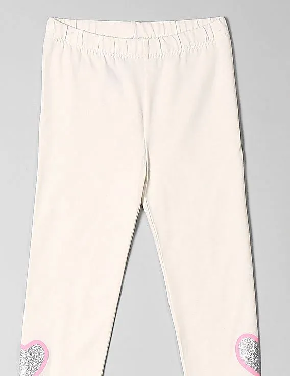 GAP Girls White Heart Graphic Leggings