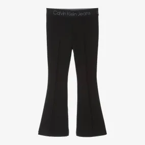 Girls Black Milano Jersey Flared Leggings