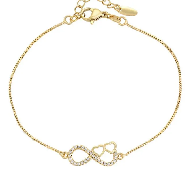 Gold Hearts and Infinity Symbol Bracelet