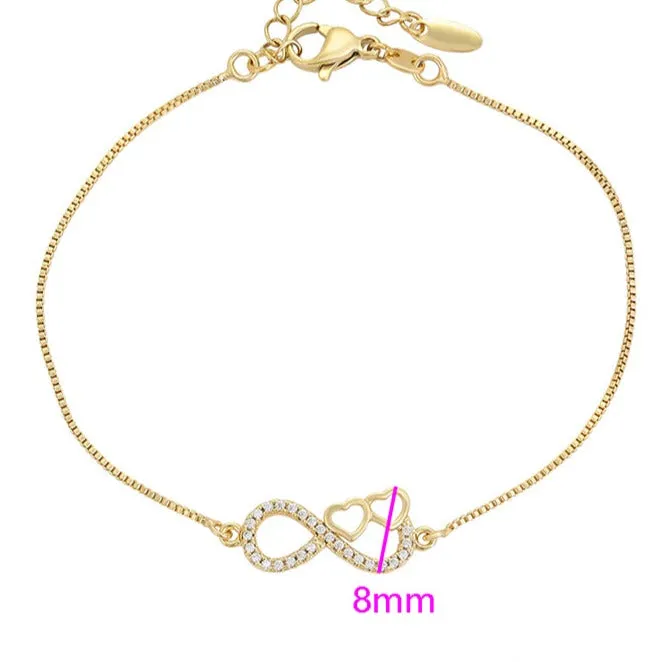 Gold Hearts and Infinity Symbol Bracelet