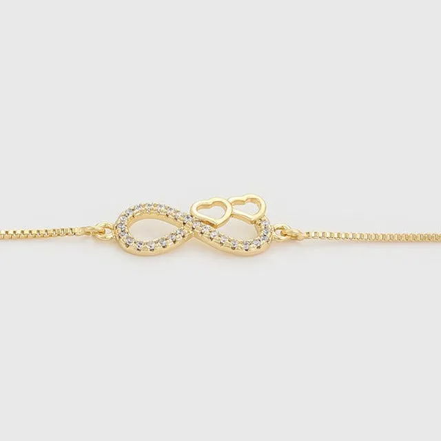 Gold Hearts and Infinity Symbol Bracelet