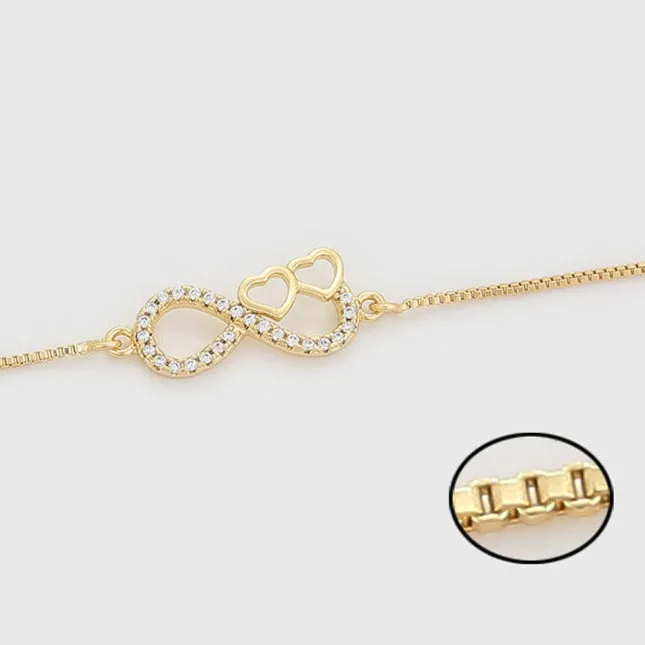 Gold Hearts and Infinity Symbol Bracelet