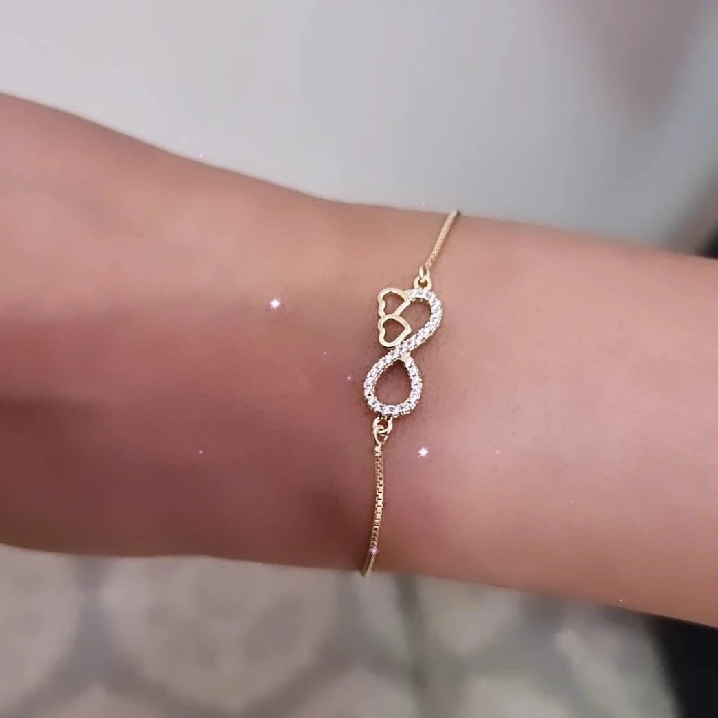 Gold Hearts and Infinity Symbol Bracelet